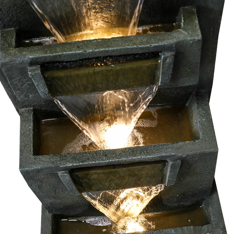 Mujdat Weather Resistant Floor Fountain with Light