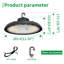 127,277v UFO High Bay Light de qualité commerciale, gradation 0-10v, puissance sélectionnable 150/120 / 100w et CCT 5000/4000 / 3500k, 1 paquet