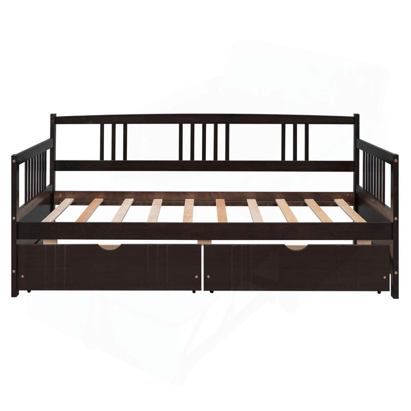Lit de jour simple polyvalent avec tiroirs pour la détente et l’optimisation de l’espace, Lit simple, Espresso