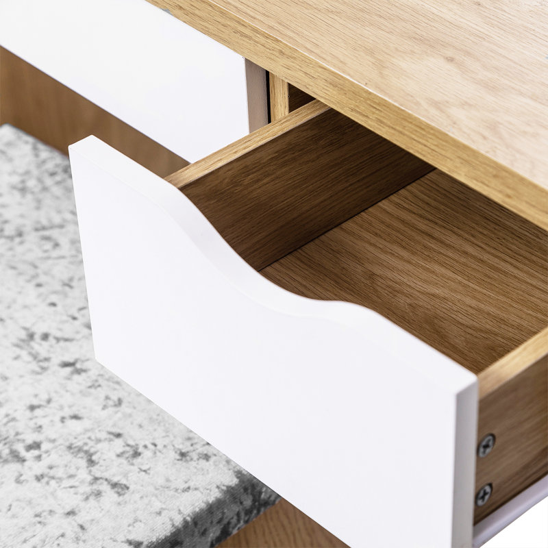 Evonne Dressing Table with Mirror, Oak/White