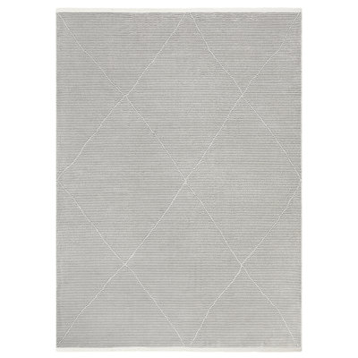 TOWN & COUNTRY LUXE Tretta Contemporary Diamonds Runner Area Rug with Plush High-Low Texture, Ivory