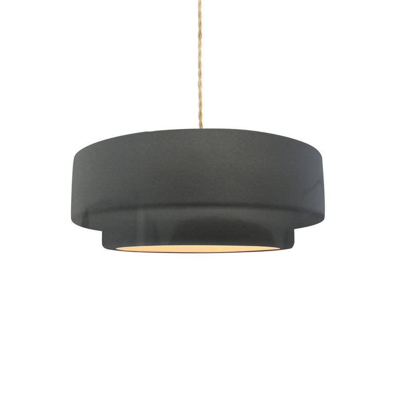 Luminaire suspendu à 1 lumière Meydan, Gris brillant, Nickel brossé, H 5 po x l 12 po x P 12 po