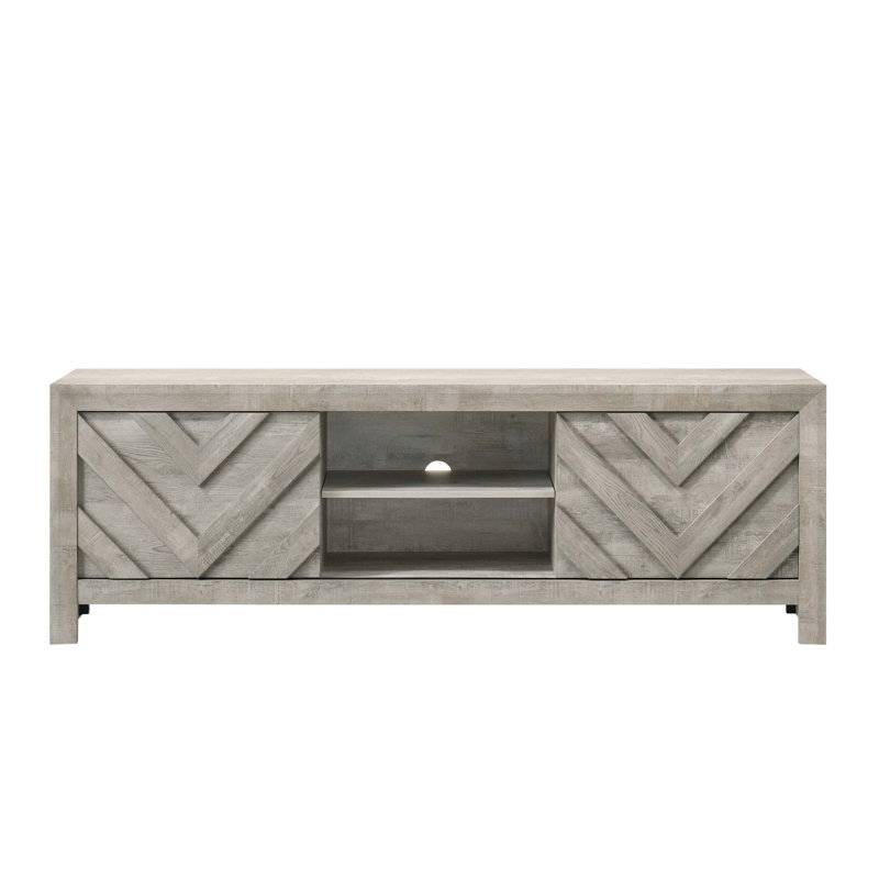 Meuble télé de divertissement traditionnel contemporain 1pc, H 23,6 po x L 71,2 po x l 15,8 po, Gris