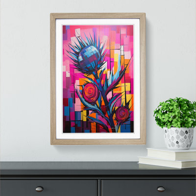 Thistle Constructivism - Single Picture Frame Print on Wood