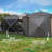 12' x 12' Hexagonal Pop Up Gazebo Canopy Tent with 5 Sidewalls, Waterproof Portable Outdoor Canopy Shelter with Curtains, Carry Bag, 5 Ropes, 11 Stakes for Camping, Garden, Patio, Brown