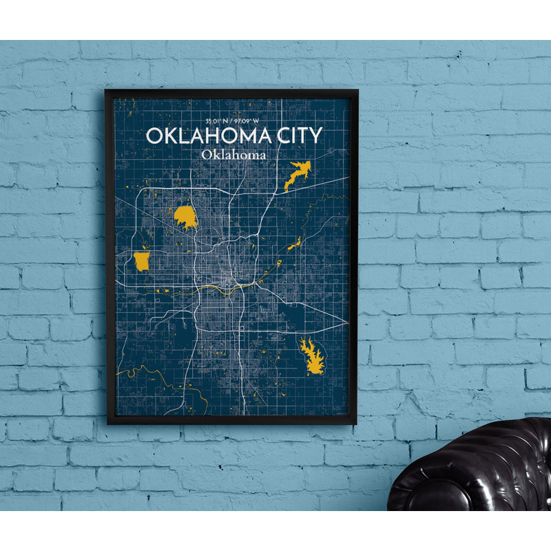 Oklahoma City Map - No Frame Print, 91.4cm H x 61cm W x 0.13cm D