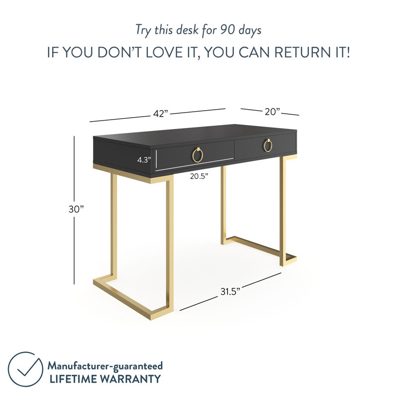 Leighton Metal Base Writing Desk, Black
