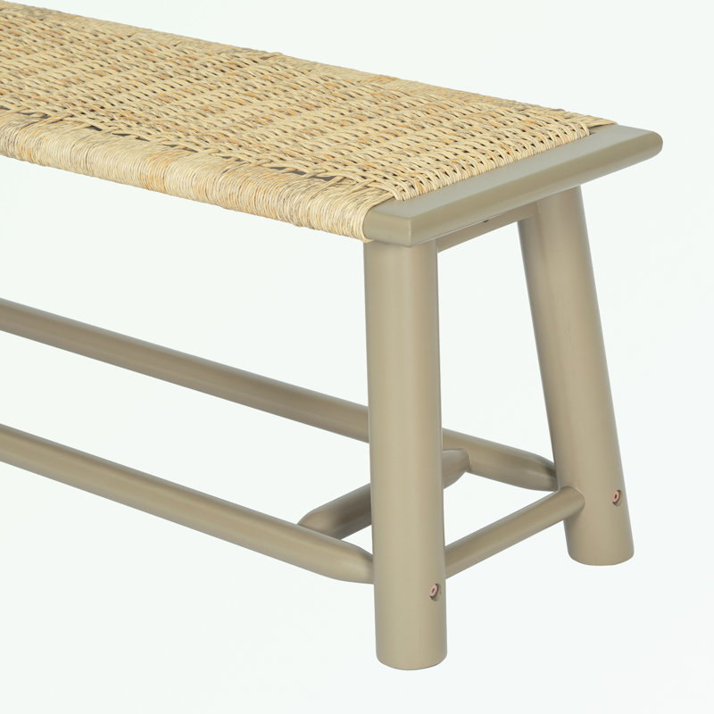 benches with Rattan seat and wooden legs, Beige