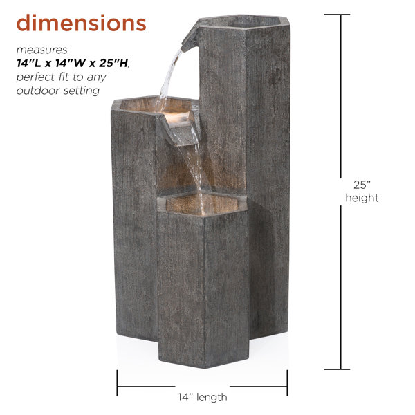 Millwood Pines Romolo Outdoor Weather Resistant Floor Fountain with ...