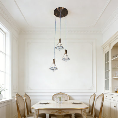 11.8-Inch 3-Head Diamond Led Pendant Light With Adjustable Cord For Aisle Hallway Entryway