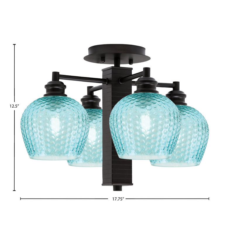 Edge 4 lumières semi-encastrées avec verre texturé 6 po Edge, Espresso, Turquoise