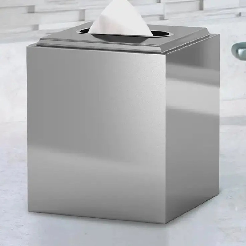 Couvercle de boîte à mouchoirs en acier inoxydable élégant, support décoratif à finition antirouille pour la maison et le bureau