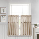 Linen Button Cotton Blend Tailored 29'' W Cafe Curtain