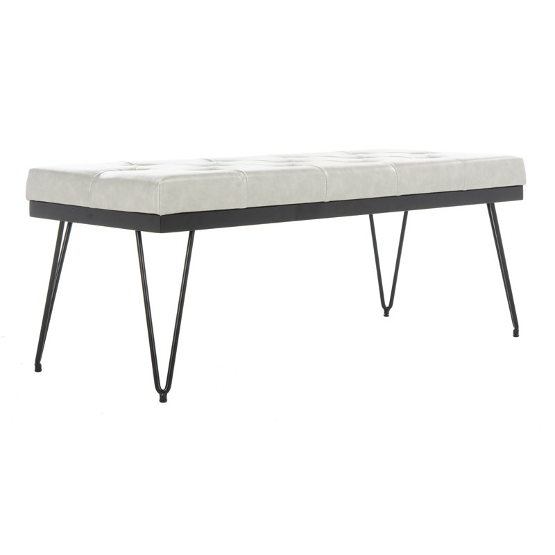 Brychan Faux Leather Upholstered Bench, Gray / Black