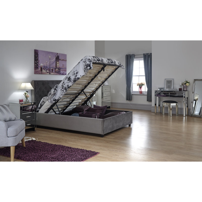 Spacey Upholstered Ottoman Storage Bed, Double (4'6)