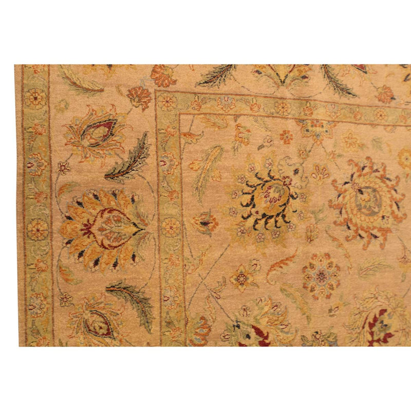 Tapis brun / crème noué à la main
