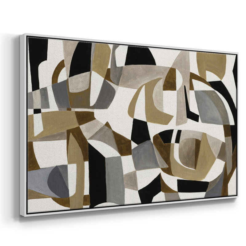 Jeu de cercle encadré sur toile, H 25 po x l 37 po x P 2 po, Blanc