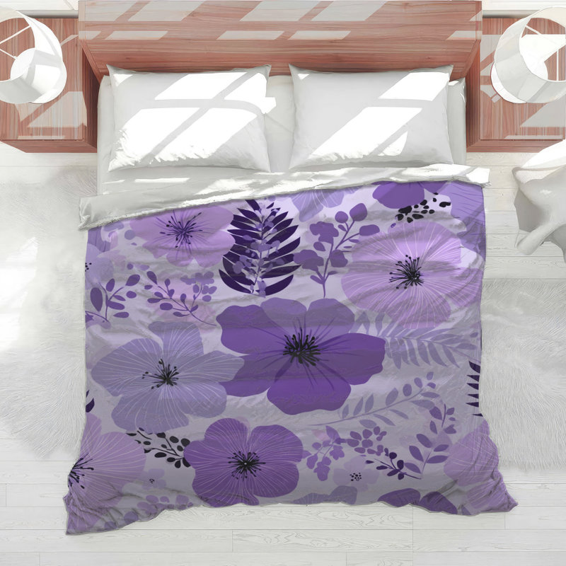 Édredon floral avec literie bohémienne, Édredon grand, Floral mauve
