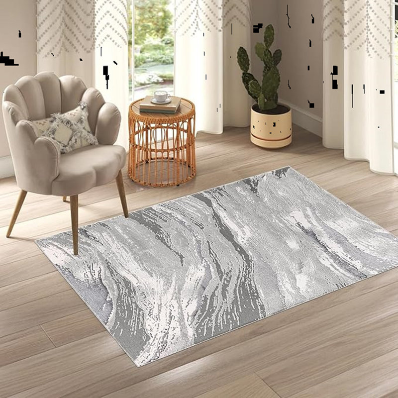 Abstract Flatweave Shag Area Rug, Rectangle 60 x 110 cm