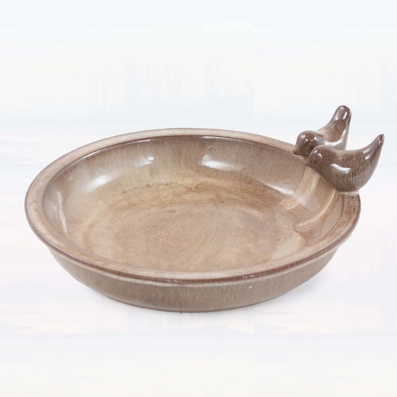 Bain d'oiseaux en céramique fabriqué à la main avec des ornements rétro, résistant aux intempéries et durable pour une utilisation extérieure toute l'année