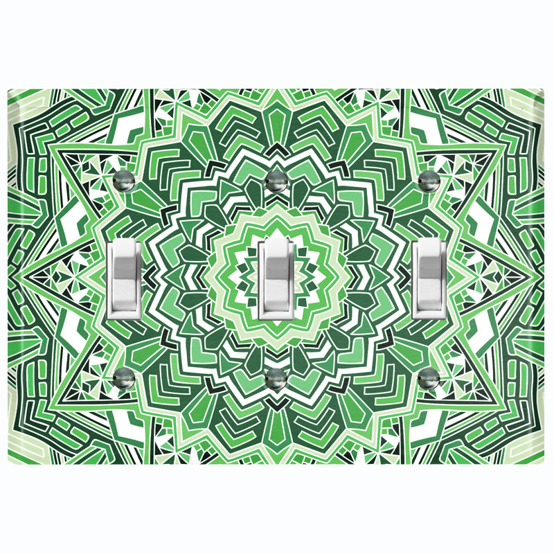 Patterned 3 - Gang Toggle Light Switch Standard Wall Plate, Green
