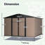 Remise de rangement en métal brun 10 pi x 10 pi, porte verrouillable, ventilation pour la terrasse et l'extérieur, brun, portes, équipement de jardin