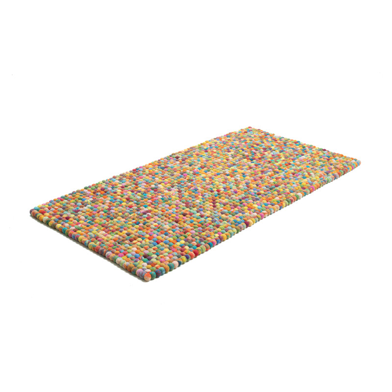 Lauge Hand Felted Wool Beige/Red Rug, Rectangle 70 x 140cm