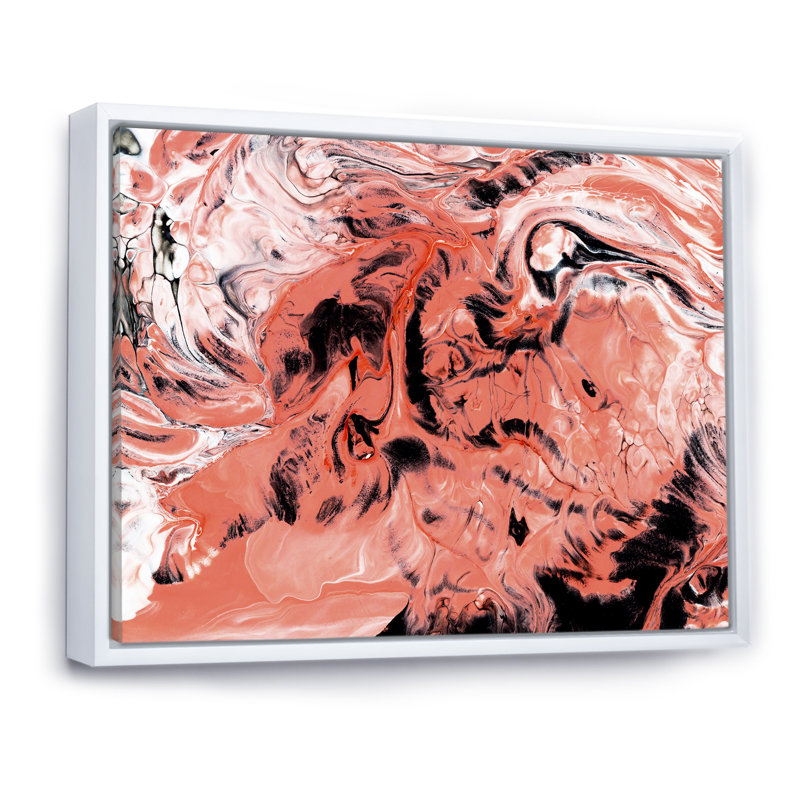 «Pink and Black Marble Universe», reproduction sur toile, Cadre flottant blanc, H 30 po x l 40 po