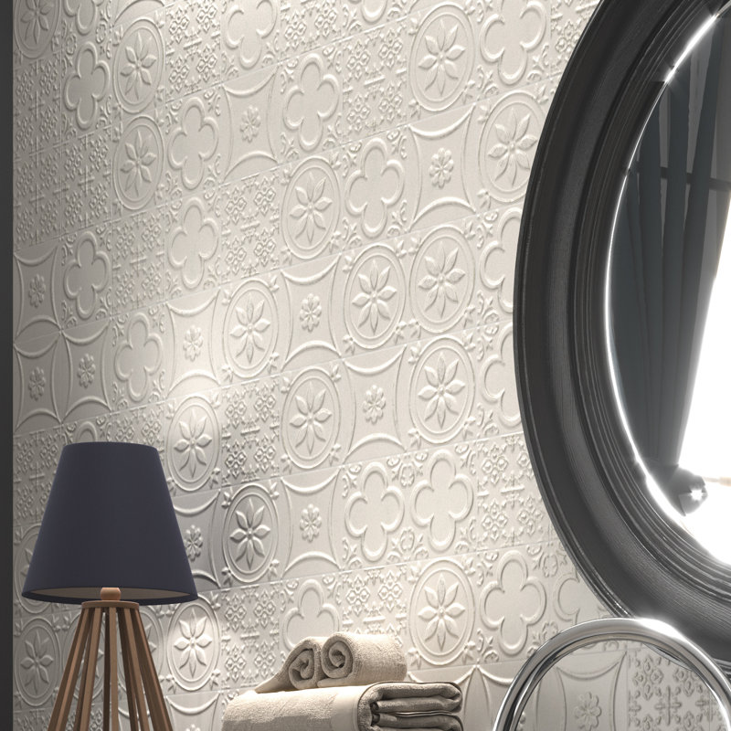 14.7 x 14.7 cm Beveled Porcelain Tile, Plaster