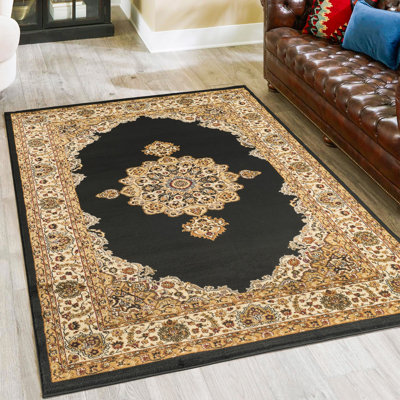 Eliza Oriental, Medallion Black Area Rug
