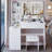 41" Large Size Left Bedside Cabinet Vanity Table+Cushioned Stool Dresser Set-1876800643