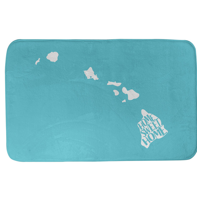 Rectangle Non-Slip Does Not Apply Bath Rug, 17" W x 21" L, Orange, Home Sweet Home Hawaii