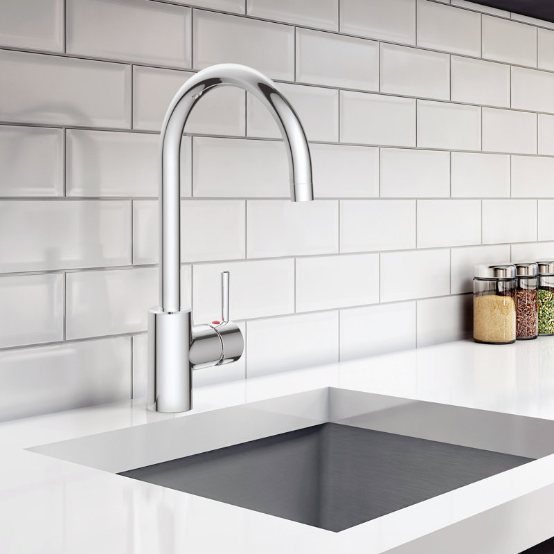 Robinet de cuisine à poignée simple Arlandis, Chrome poli