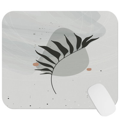 Botanical Gray Bohemian Leaf II Bohemian Gaming Cute Office Laptop Desk Pad Gift Mat Square Rectangle Non-Slip Mousepad