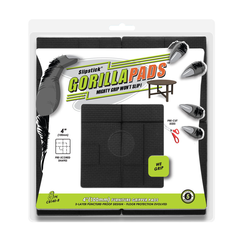 Black 4 Inch Square Non-Slip Rubber Felt Furniture Pads