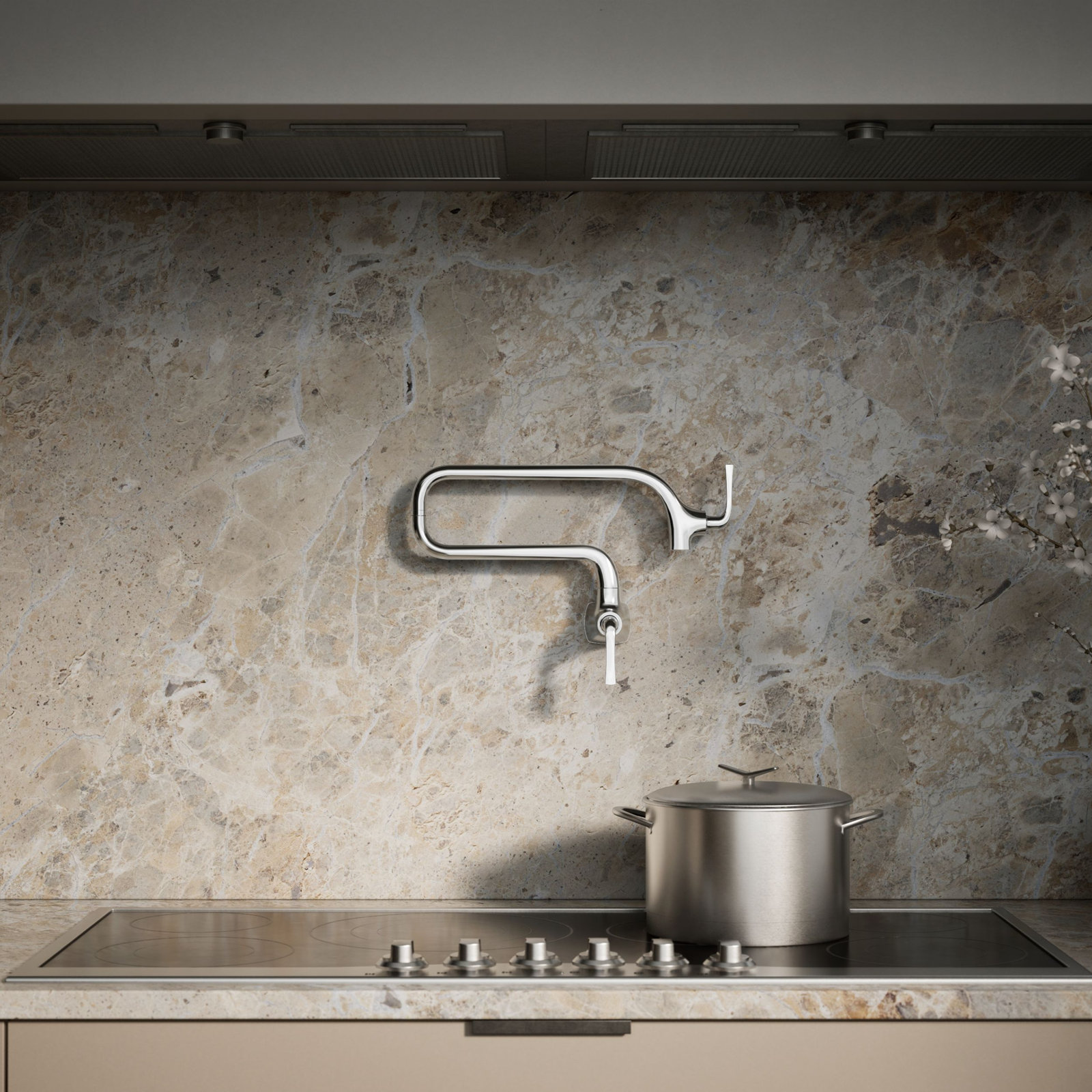 Graze Wall-Mount Pot Filler Faucet, Polished Chrome