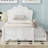 Bedroom and Guest Room Use Twin Size Platform Bed With Pull-Out Trundle, Solid Wood Construction, White Finish