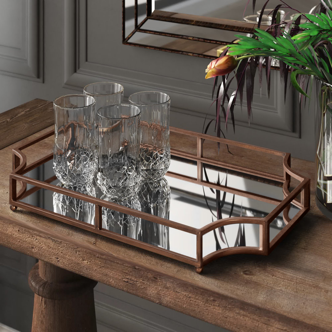 Rosa Mirrored Glass Tray Kelly Clarkson Home Color: Brown