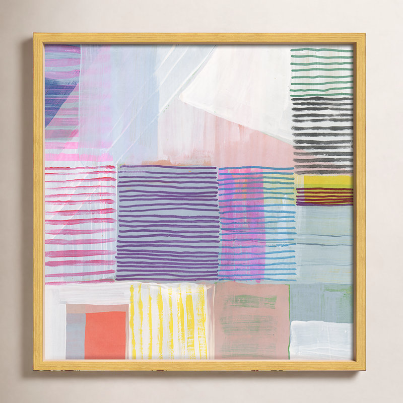 Clarendon "Bright Net I" Painting by Cartissi, 13.5" H x 13.5" W x 2" D, White Framed