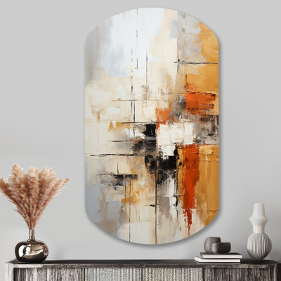 Orange Black Abstract Fractal Impressions - Fractals Cylinder Metal Wall Art, Orange Asymmetrical Metal Art Print