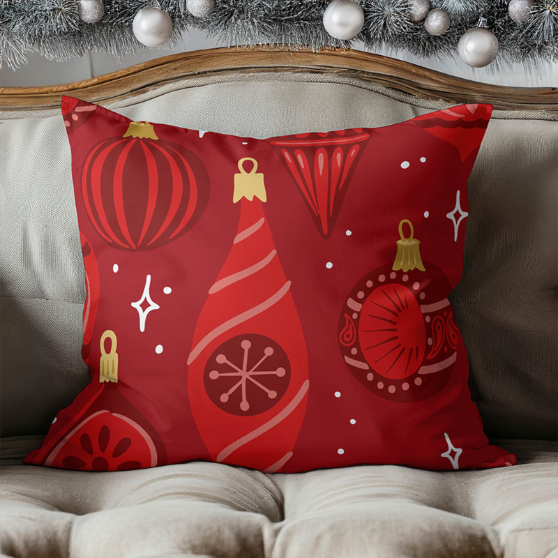 Coussin décoratif d'intérieur Ornaments, Rouge, Carré 18 po