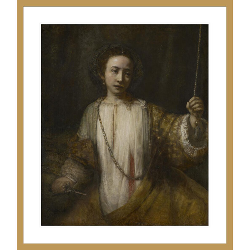 «Lucretia» par Rembrandt van Rijn - Estampe numérique encadrée, H 38,77 po x l 33,5 po