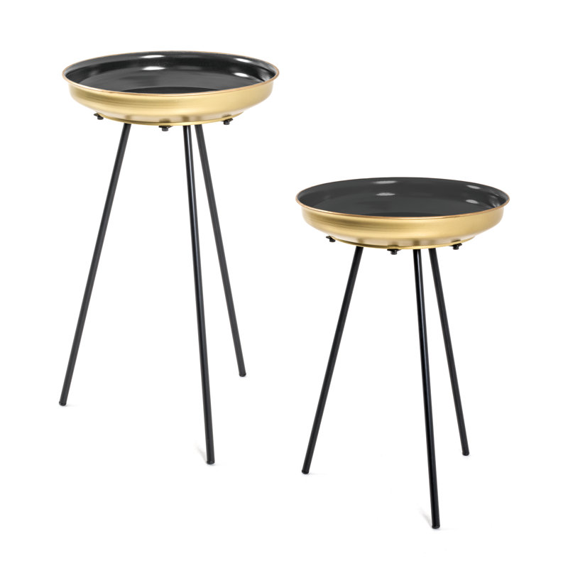 Tray Top Nesting Tables, Black/Gold