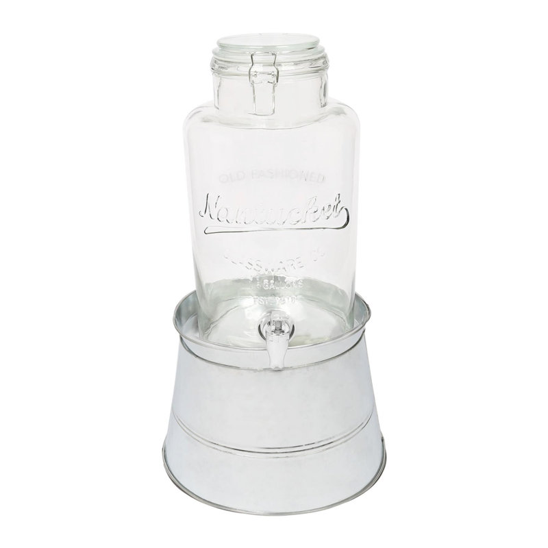 Rink Drink Glass Drinks Dispenser with Tap & Bucket Stand, Silver, 8.7L