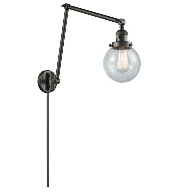 Lampe à bras pivotant à 1 lumière à intensité variable Chippewa, Grainé, Incandescent, Laiton antique noir