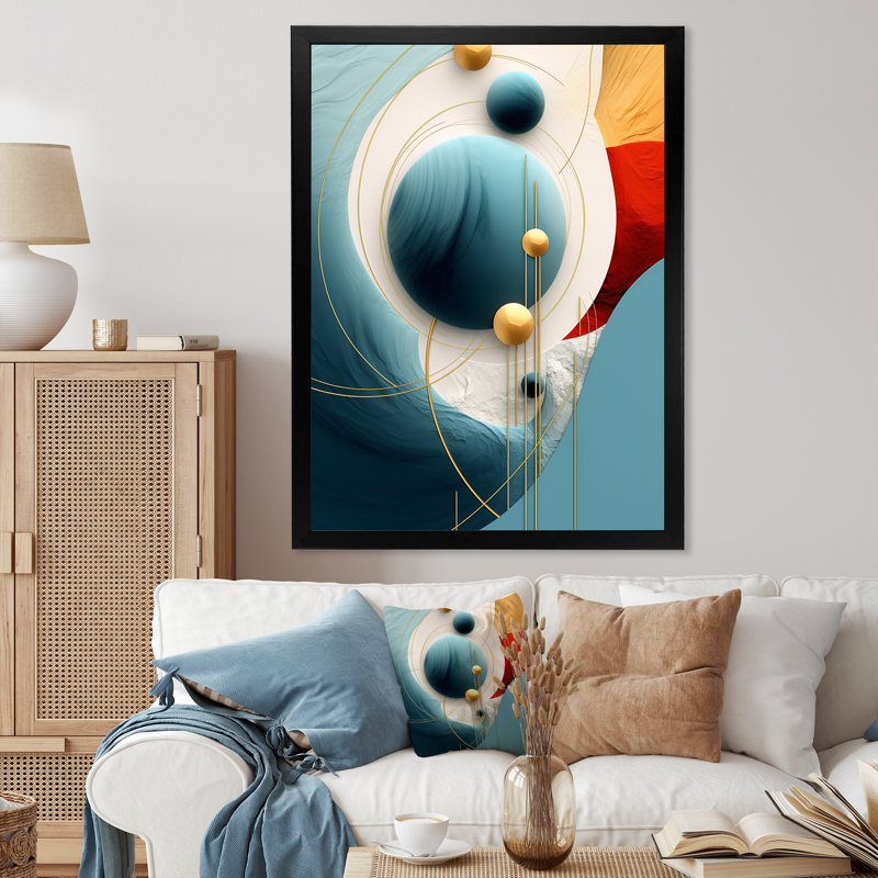 «Tender Awakening» en bleu rétro - impression, H 32 po x l 16 po x P 1 po, Cadre simple noir