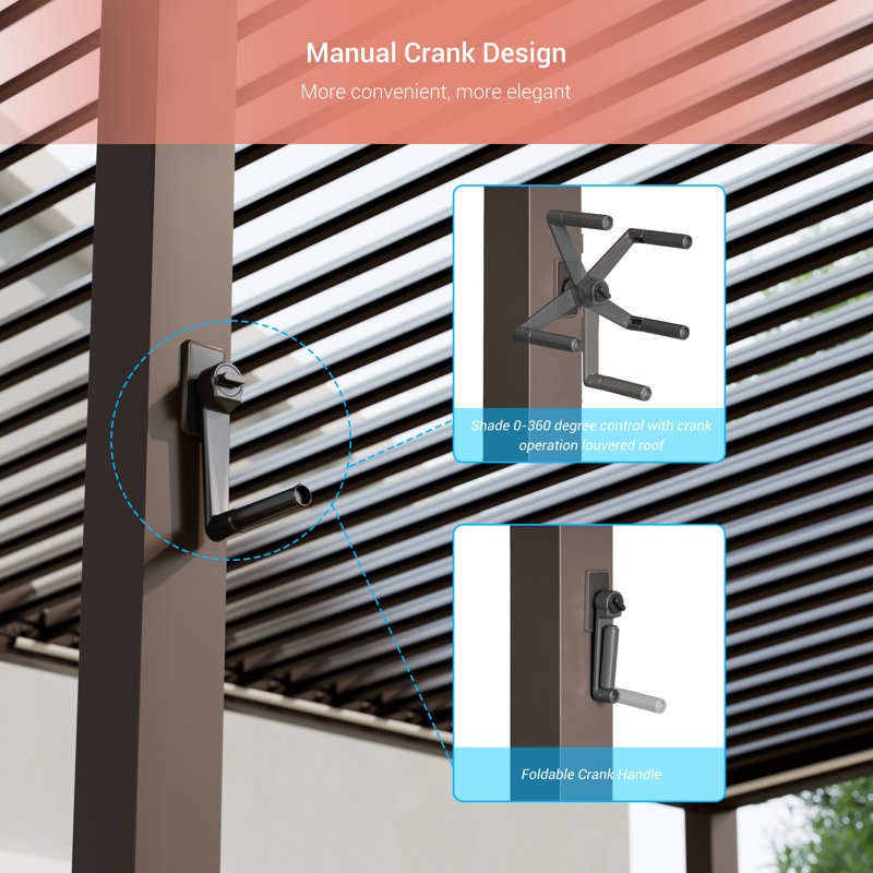 Metal Louvered Pergola with Solar LED, 12 Ft. x 14 Ft.	