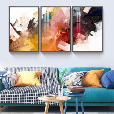 3 pièces, peinture sur toile encadrée