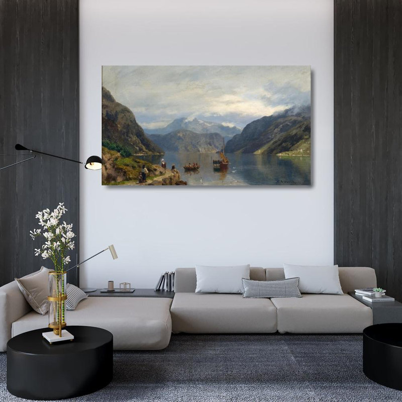 "Paysage de fjords" par Nils Bjørnsen Møller - Art mural sur toile tendue avec châssis, H 48 po x l 33 po