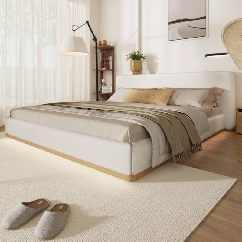 Tête de lit tapissier Cocoon Elegant, Très grand lit, Blanc